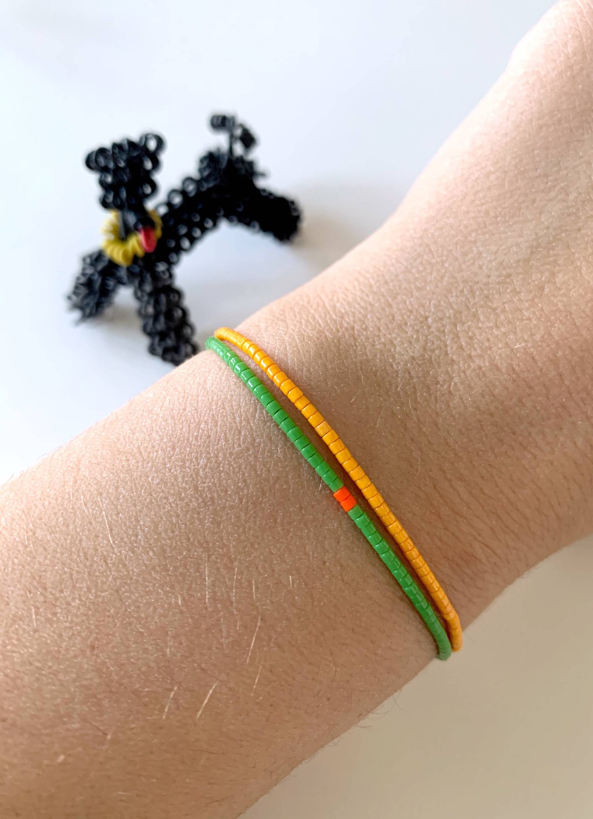 Perlenarmband Armband Set Orange Grün 2 Stück Armbänder von Elmosshop