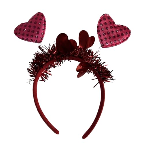 Bequemer Valentinstag-Kopfschmuck mit eleganter Herz-Dekoration, Glitzer, Kopfbedeckung für besondere Anlässe von Elnwnnkc