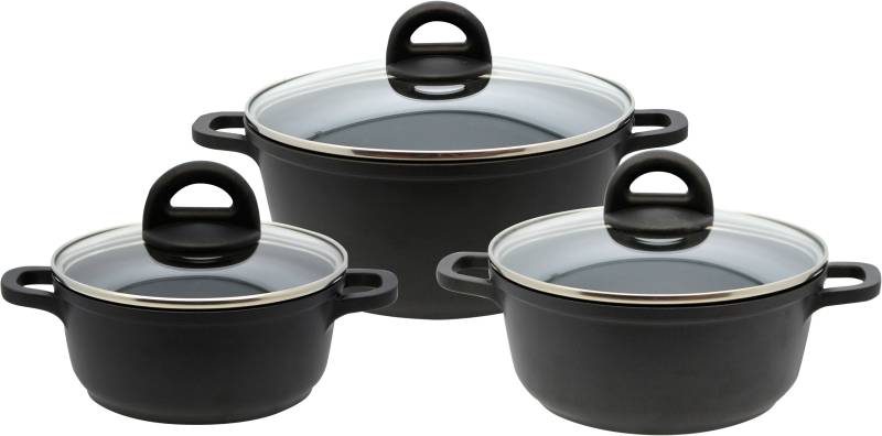 Elo Basic Topf-Set "Black" Set, 3 Töpfe mit Deckel, 6 Stk. tlg. Aluminiumguss von Elo Basic
