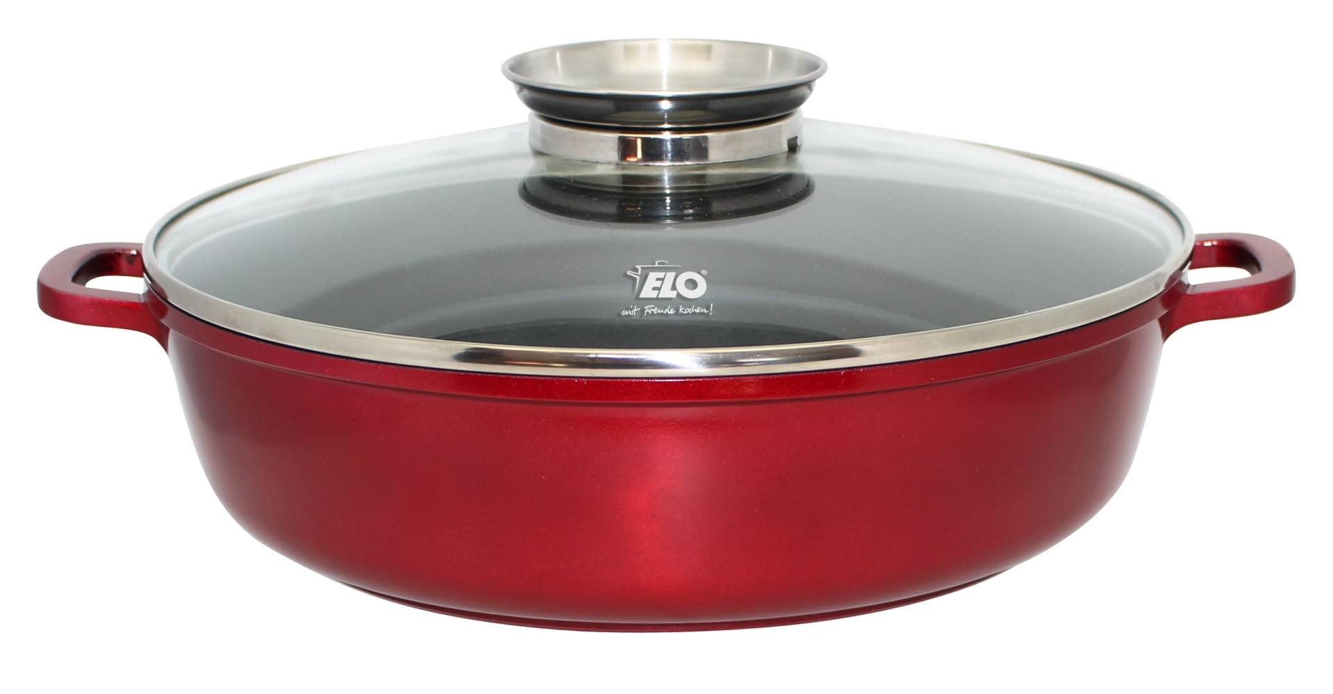 Elo Servierpfanne "Rubino, Pfanne mit Glasdeckel" Aluminiumguss 1 Stk. tlg. mit Glitzer-Glamour-Effekt außen von Elo