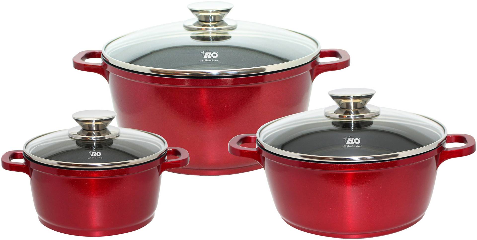 Elo Topf-Set "Rubino Topfset 3-teilig" Set, 6 Stk. tlg. Aluminiumguss von Elo