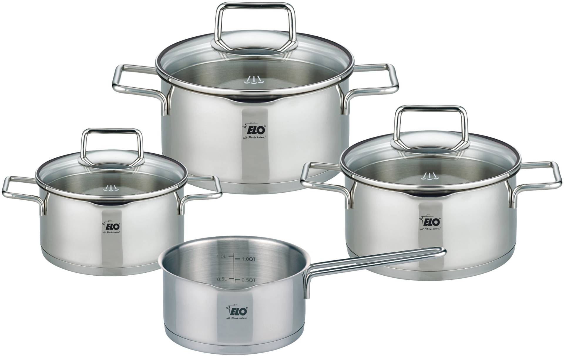 Elo Topf-Set "Smart Steam", Edelstahl 18/10, (Set, 7 tlg., je 1 Fleischtopf Ø 16/20/24 cm, 1x Stieltopf Ø 16 cm) von Elo