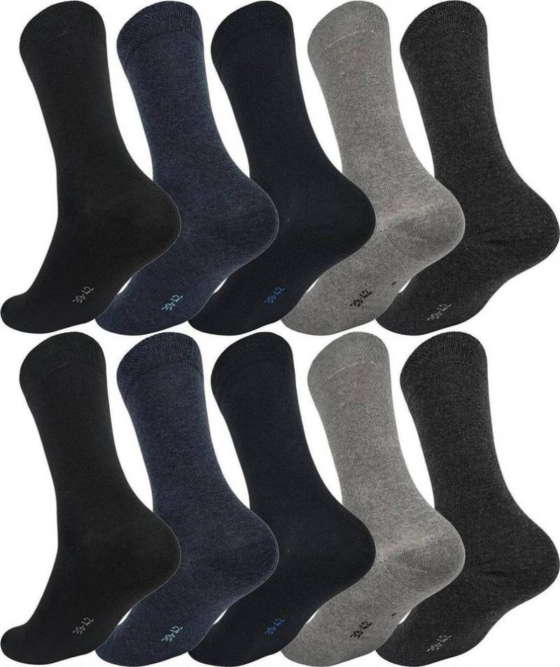 EloModa Basicsocken 10 Paar Herren Socken mit Komfortbund – Klassisch & Bequem für Alltag (10-Paar) mit Komfortbund ohne Gummi von EloModa