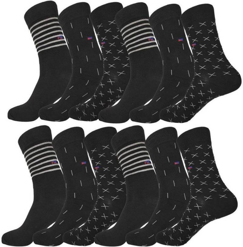 EloModa Basicsocken 12 Paar Herren Socken Muster klassischer Form Freizeit Sport (12-Paar) von EloModa