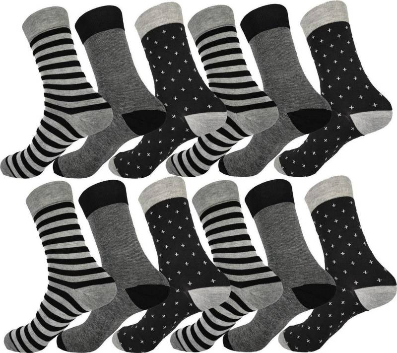 EloModa Basicsocken 12 Paar Herren Socken Muster klassischer Form Freizeit Sport (12-Paar) von EloModa