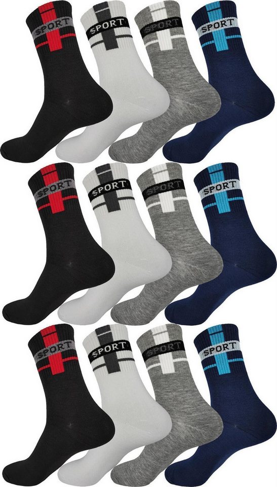 EloModa Basicsocken 12 Paar Herren Socken Muster klassischer Form Freizeit Sport (12-Paar) von EloModa