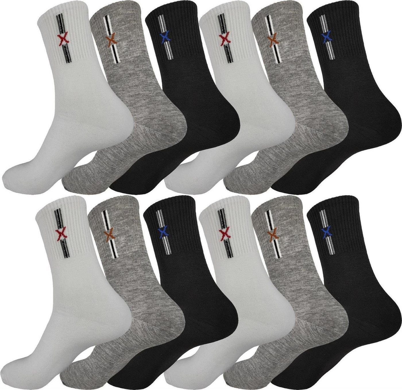 EloModa Basicsocken 12 Paar Herren Socken Muster klassischer Form Freizeit Sport (12-Paar) von EloModa