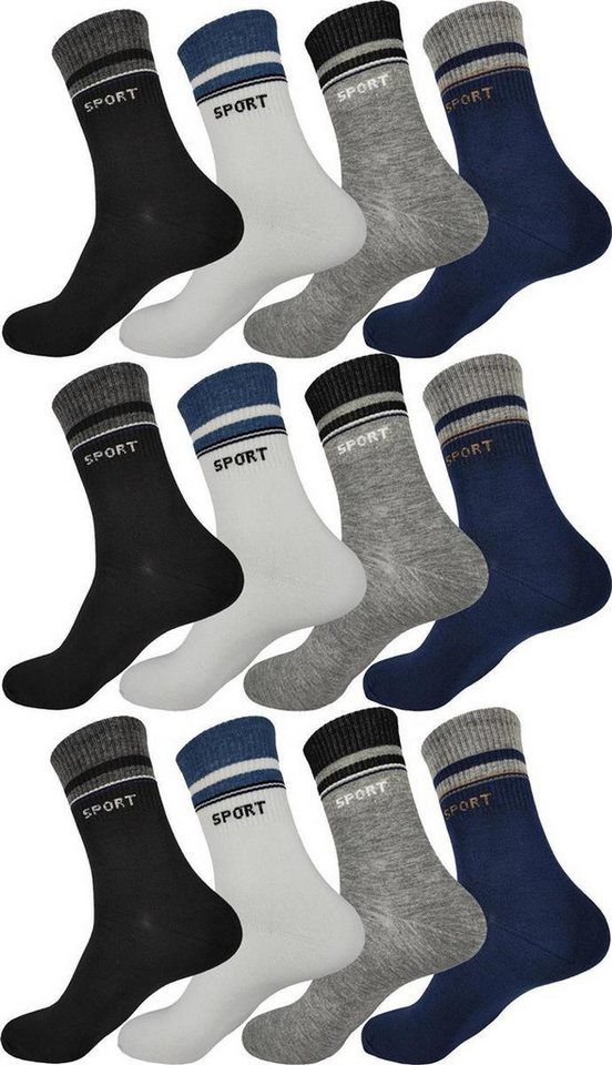 EloModa Basicsocken 12 Paar Herren Socken Muster klassischer Form Freizeit Sport (12-Paar) von EloModa