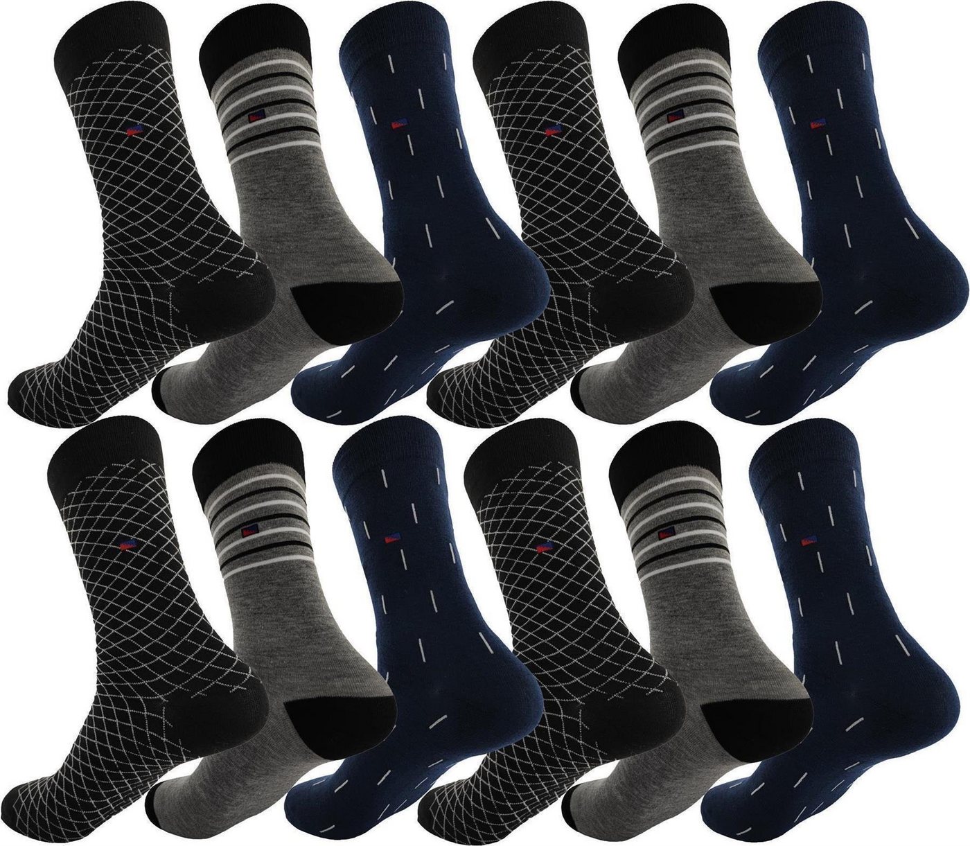 EloModa Basicsocken 12 Paar Herren Socken Muster klassischer Form Freizeit Sport (12-Paar) von EloModa