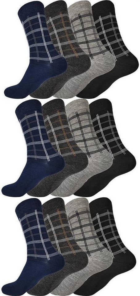 EloModa Basicsocken 12 Paar Herren Socken Muster klassischer Form Freizeit Sport (12-Paar) von EloModa