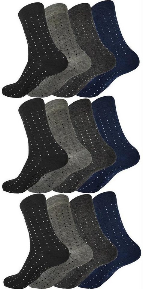 EloModa Basicsocken 12 Paar Herren Socken Muster klassischer Form Freizeit Sport (12-Paar) von EloModa