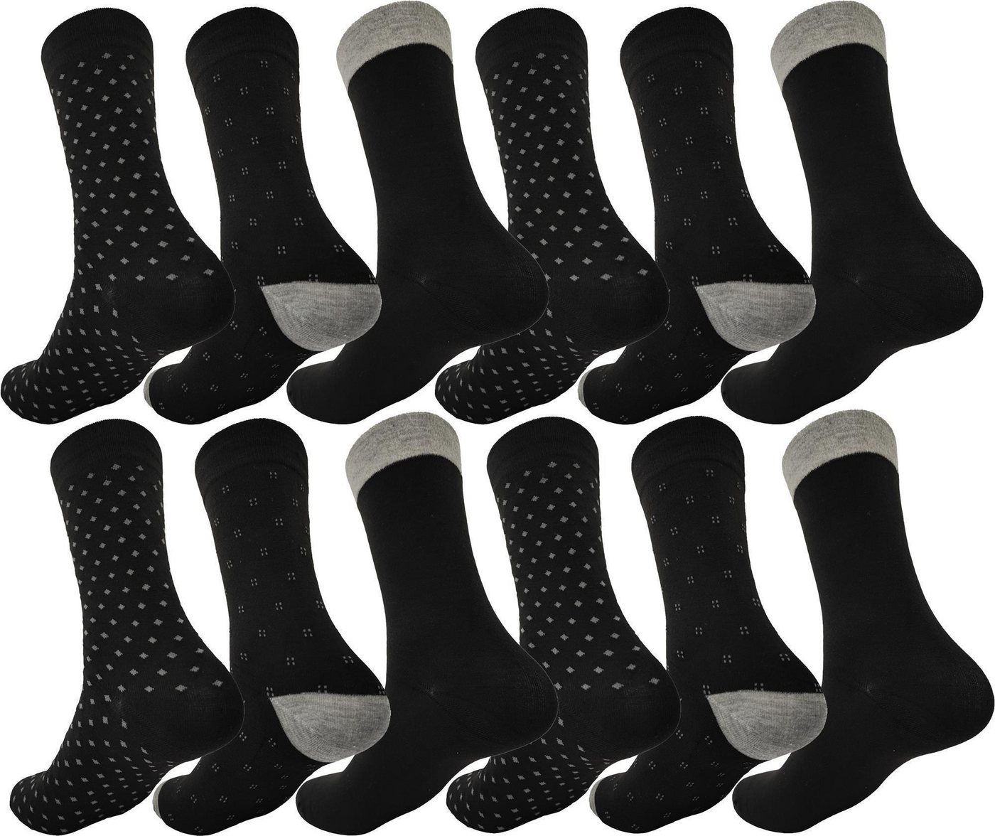 EloModa Basicsocken 12 Paar Herren Socken Muster klassischer Form Freizeit Sport (12-Paar) von EloModa