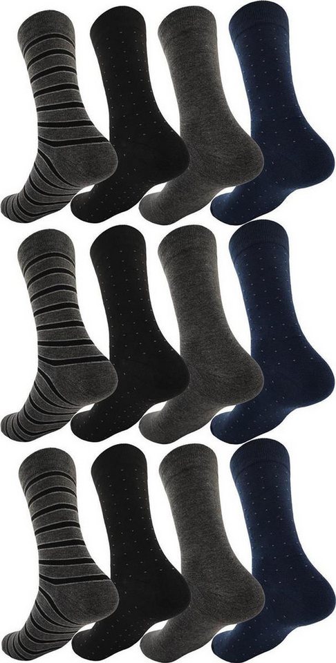 EloModa Basicsocken 12 Paar Herren Socken Muster klassischer Form Freizeit Sport (12-Paar) von EloModa