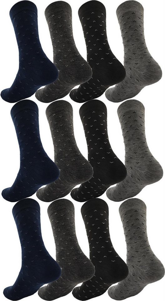 EloModa Basicsocken 12 Paar Herren Socken Muster klassischer Form Freizeit Sport (12-Paar) von EloModa