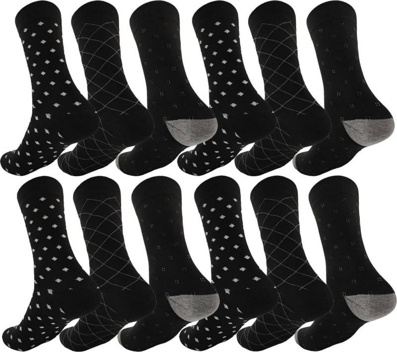 EloModa Basicsocken 12 Paar Herren Socken Muster klassischer Form Freizeit Sport (12-Paar) von EloModa