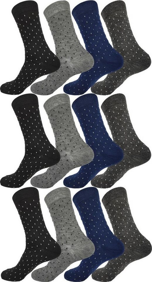 EloModa Basicsocken 12 Paar Herren Socken Muster klassischer Form Freizeit Sport (12-Paar) von EloModa