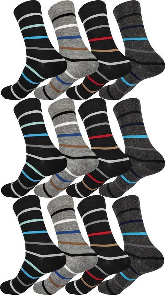EloModa Basicsocken 12 Paar Herren Socken Muster klassischer Form Freizeit Sport (12-Paar) von EloModa
