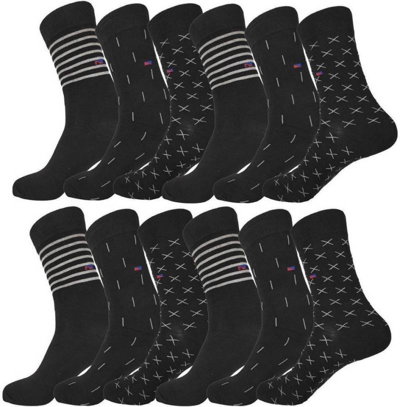 EloModa Basicsocken 12 Paar Herren Socken Muster klassischer Form Freizeit Sport (12-Paar) von EloModa