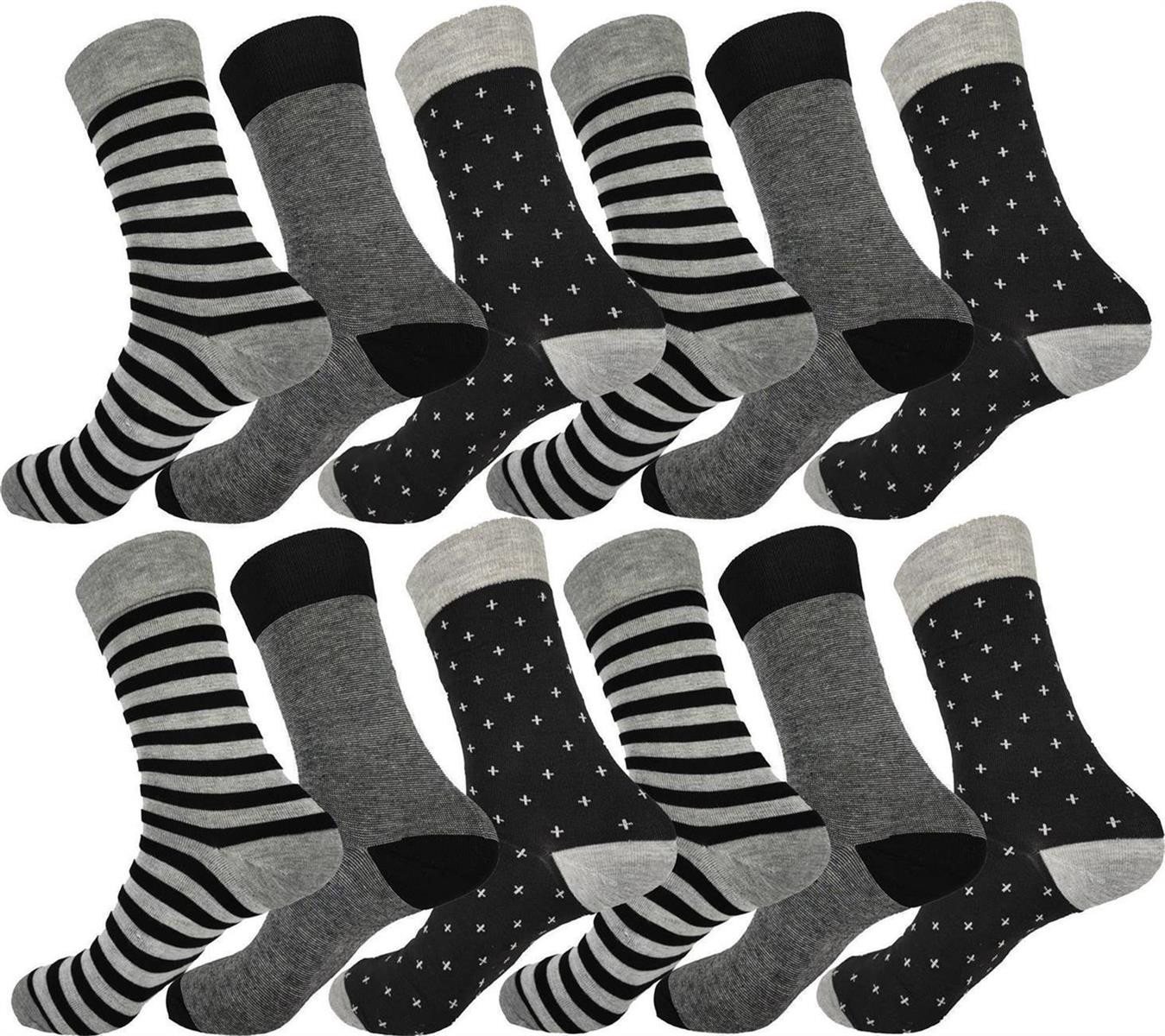 EloModa Basicsocken 12 Paar Herren Socken Muster klassischer Form Freizeit Sport (12-Paar) von EloModa