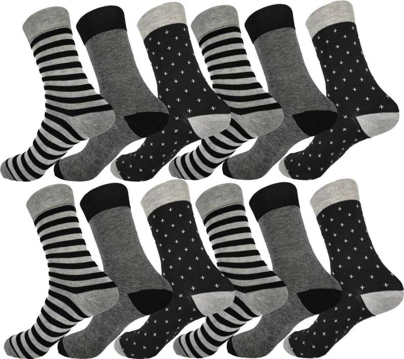 EloModa Basicsocken 12 Paar Herren Socken Muster klassischer Form Freizeit Sport (12-Paar) von EloModa