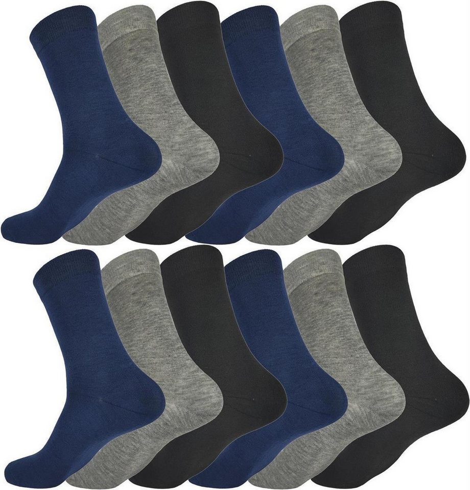 EloModa Basicsocken 12 Paar Herren Socken Muster klassischer Form Freizeit Sport (12-Paar) von EloModa