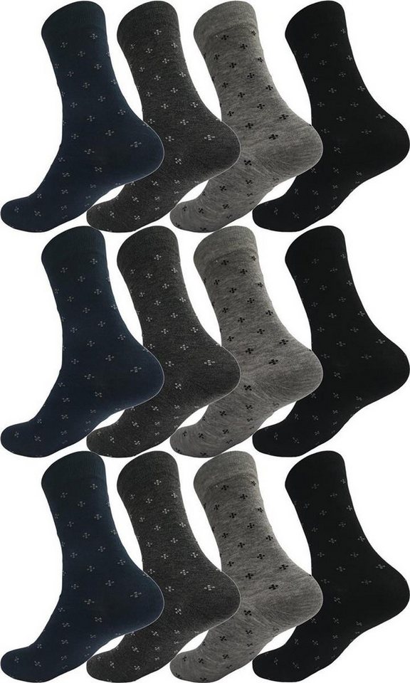 EloModa Basicsocken 12 Paar Herren Socken Muster klassischer Form Freizeit Sport (12-Paar) von EloModa