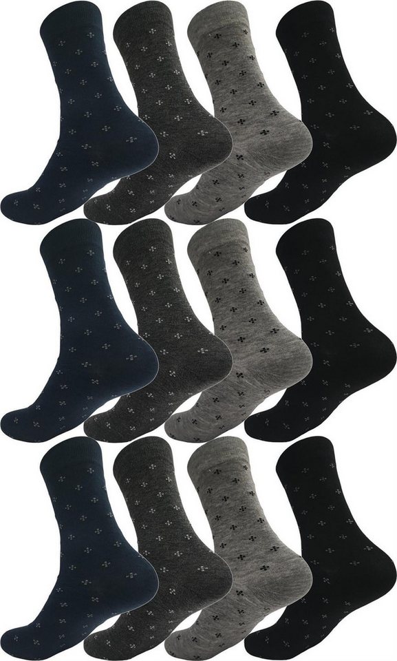 EloModa Basicsocken 12 Paar Herren Socken Muster klassischer Form Freizeit Sport (12-Paar) von EloModa