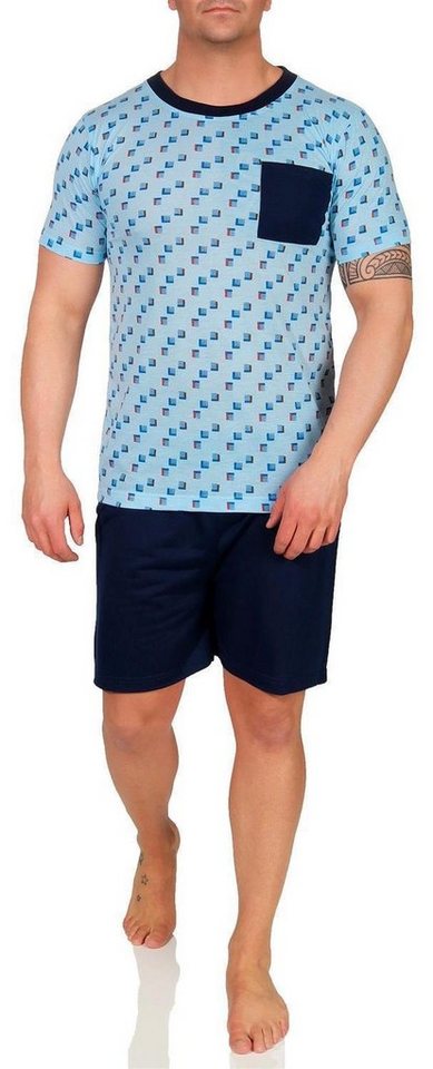 EloModa Capri-Pyjama Herren Pyjama Set Short + Shirt Sommer Gr. L XL 2XL 3XL (2 tlg) von EloModa