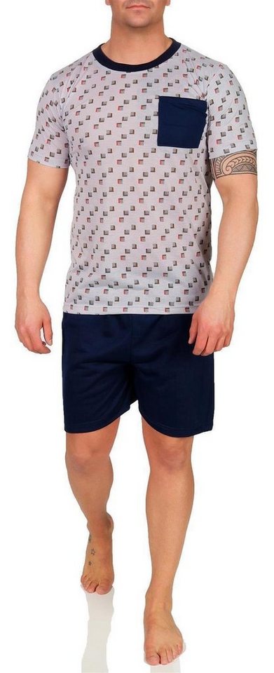 EloModa Capri-Pyjama Herren Pyjama Set Short + Shirt Sommer Gr. L XL 2XL 3XL (2 tlg) von EloModa