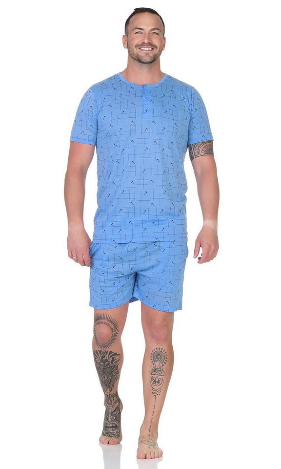 EloModa Capri-Pyjama Herren Pyjama Shorty und T-Shirt Schlafanzug, Gr. M L XL 2XL (2 tlg) von EloModa