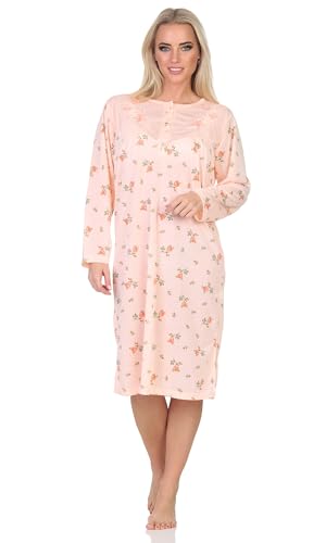 EloModa Damen Nachthemd Sleepshirt Nachtwäsche mit Muster, Aprikose/L/40 von EloModa