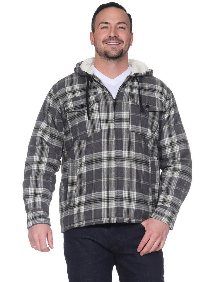 EloModa Flanellhemd Herren Holzfäller Thermo Hemd mit Kapuze, Gr. M L XL 2XL von EloModa