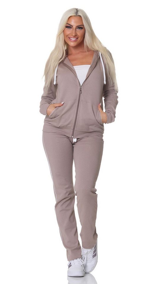 EloModa Freizeitanzug Damen Jogginganzug Anzug mit Reißverschluss, Gr. S M L XL 2XL (2-tlg), MADE IN EU von EloModa