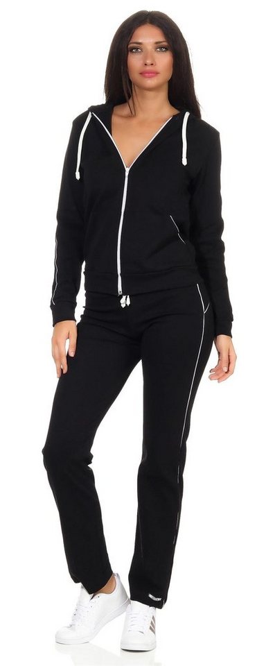 EloModa Freizeitanzug Damen Jogginganzug Anzug mit Reißverschluss, S M L XL 2XL (2-tlg) von EloModa