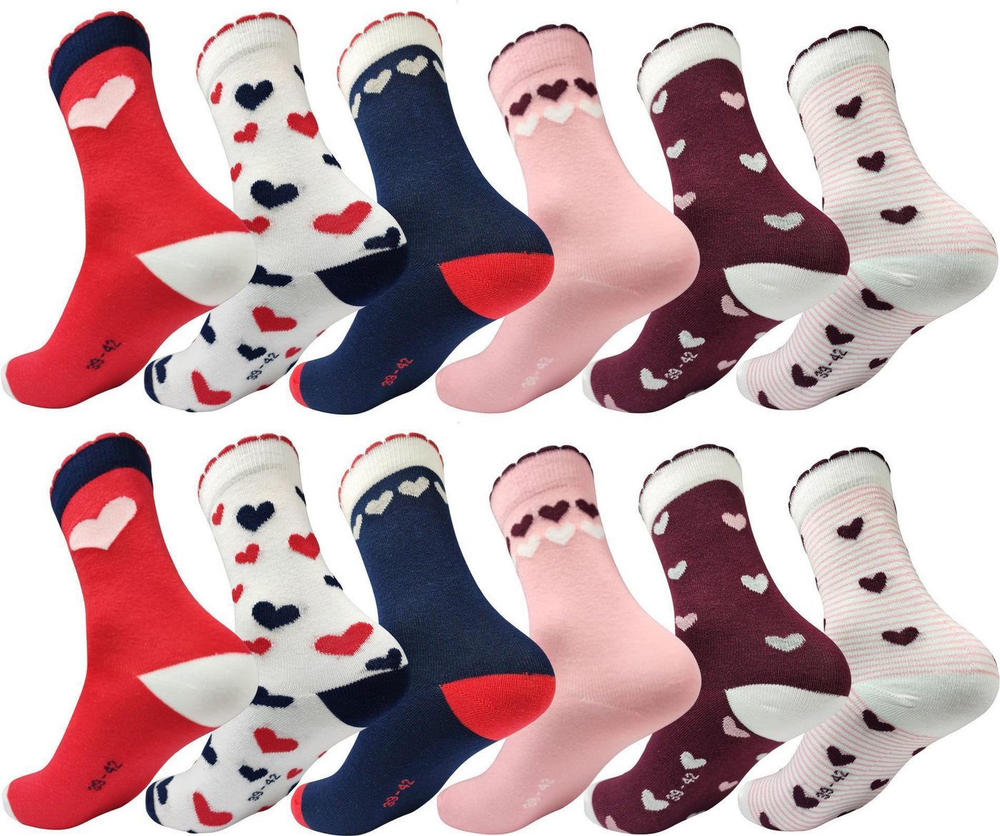 EloModa Freizeitsocken 12 Paar Damen Socken mit Herz-Muster weich & bequem atmungsaktive (12-Paar) von EloModa