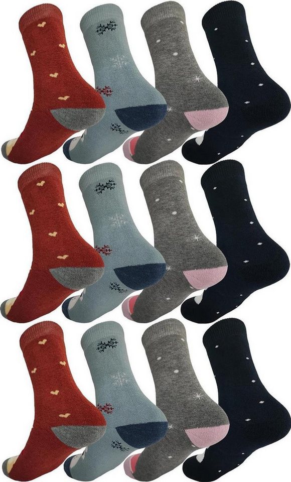 EloModa Freizeitsocken 12 Paar Damen Thermo Winter Socken Vollfrottee Warm Baumwolle, 35-38 (12-Paar) von EloModa