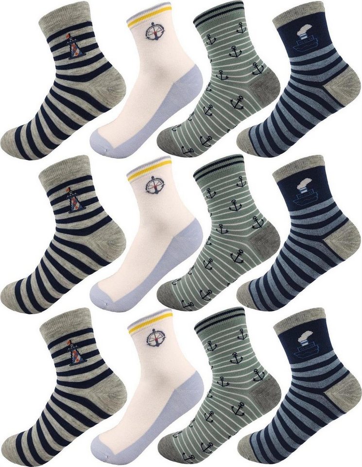 EloModa Freizeitsocken 12 Paar Kinder Socken Jungen & Mädchen mit Muster Baumwolle, 23-26 (12-Paar) von EloModa