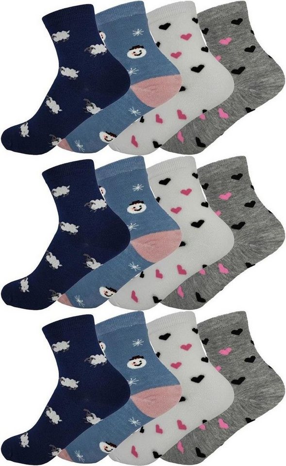 EloModa Freizeitsocken 12 Paar Kinder Socken Jungen & Mädchen mit Muster Baumwolle, 23-26 (12-Paar) von EloModa