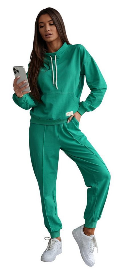 EloModa Jogginganzug Damen Freizeitanzug Hausanzug Homewear Jogginganzug, Gr. S M L XL (2-tlg), MADE IN EU von EloModa