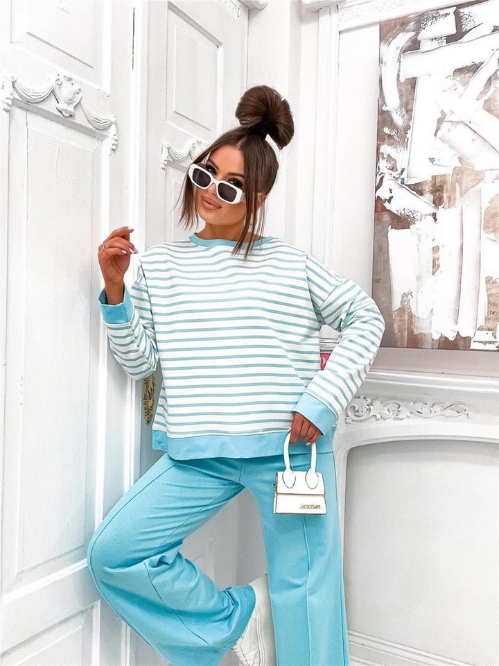 EloModa Jogginganzug Damen Jogginganzug Freizeitanzug Baumwoll-Set – Sweatshirt & Hoch (2-tlg) von EloModa