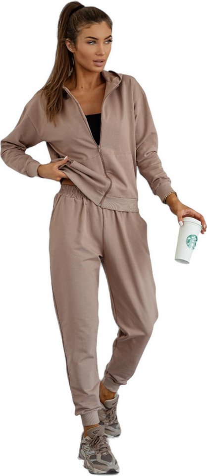EloModa Jogginganzug Damen Jogginganzug Hoodie & Hose, Made in EU, S - XL (2-tlg) von EloModa