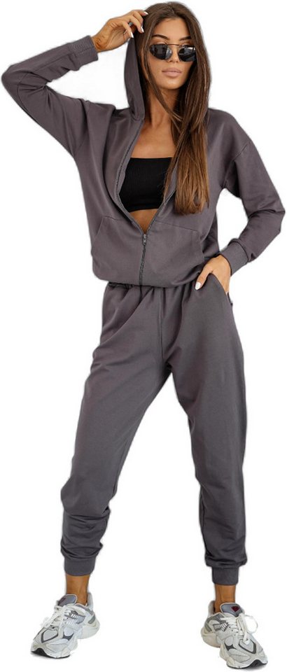 EloModa Jogginganzug Damen Jogginganzug Hoodie & Hose, Made in EU, S - XL (2-tlg) von EloModa