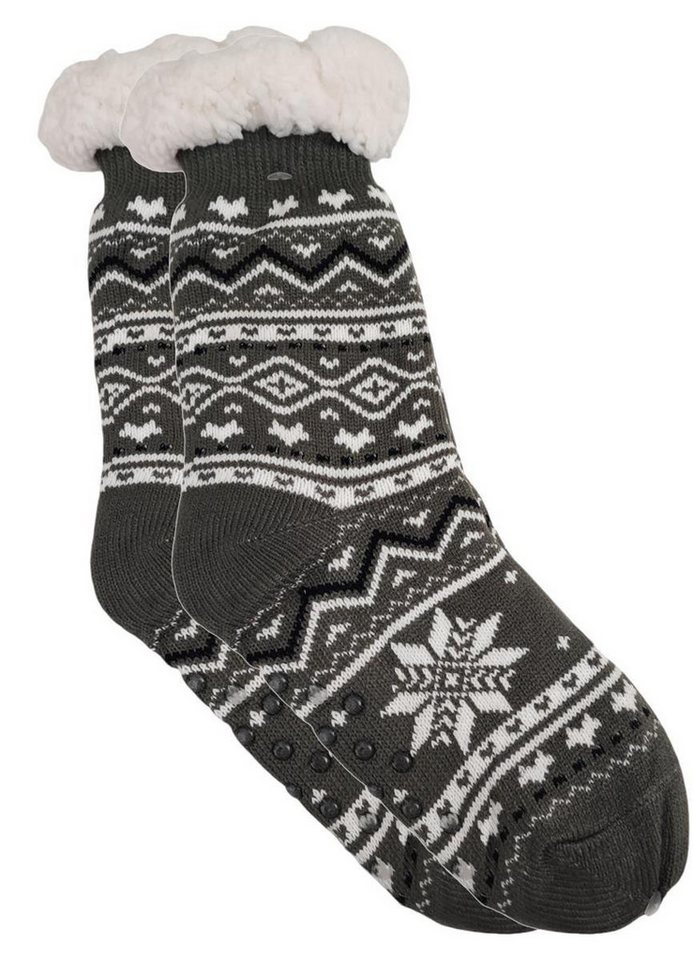 EloModa Kuschelsocken Herren Hüttensocken Kuschelsocken Anti Rutsch Socke Winter-Socken (1-Paar) von EloModa