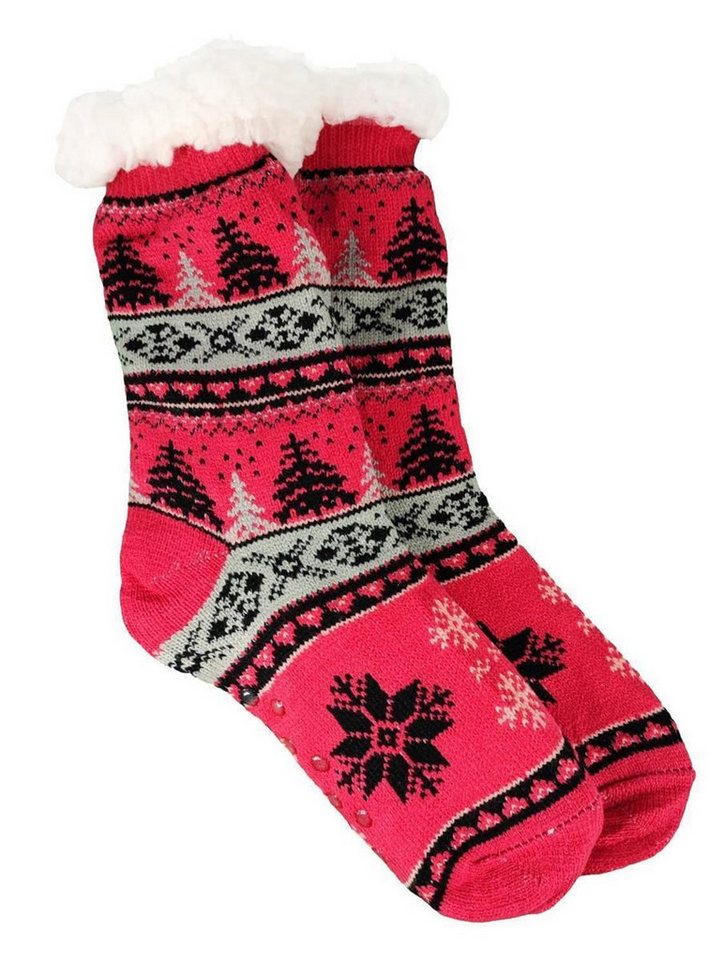 EloModa Kuschelsocken Hüttensocken Kuschelsocken Anti Rutsch Socke, Winter Hausschuhe Socken (1-Paar) von EloModa