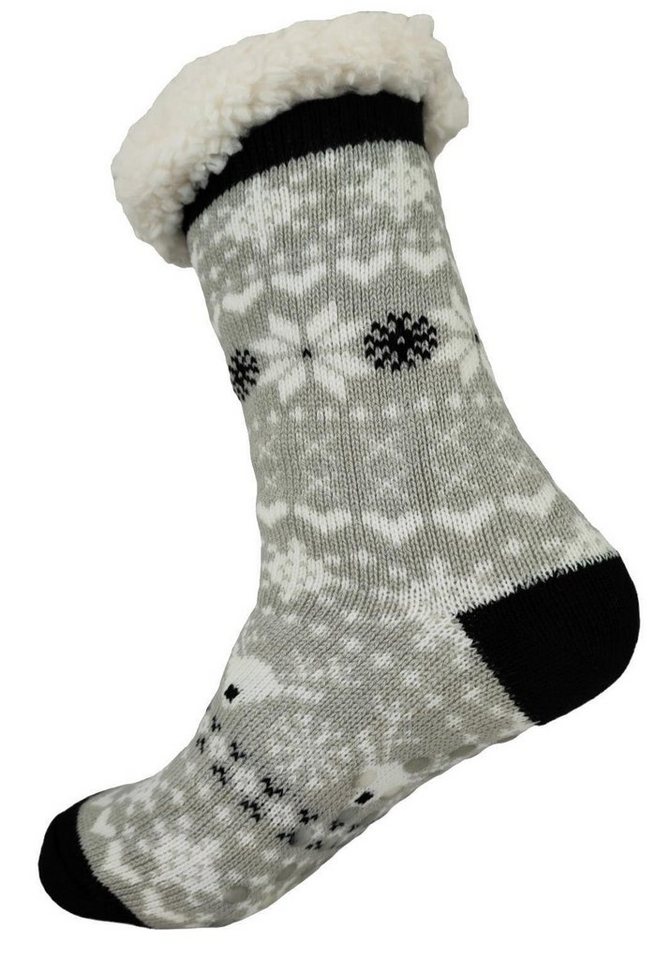 EloModa Kuschelsocken Hüttensocken Kuschelsocken Anti Rutsch Socke, Winter Hausschuhe Socken (1-Paar) von EloModa