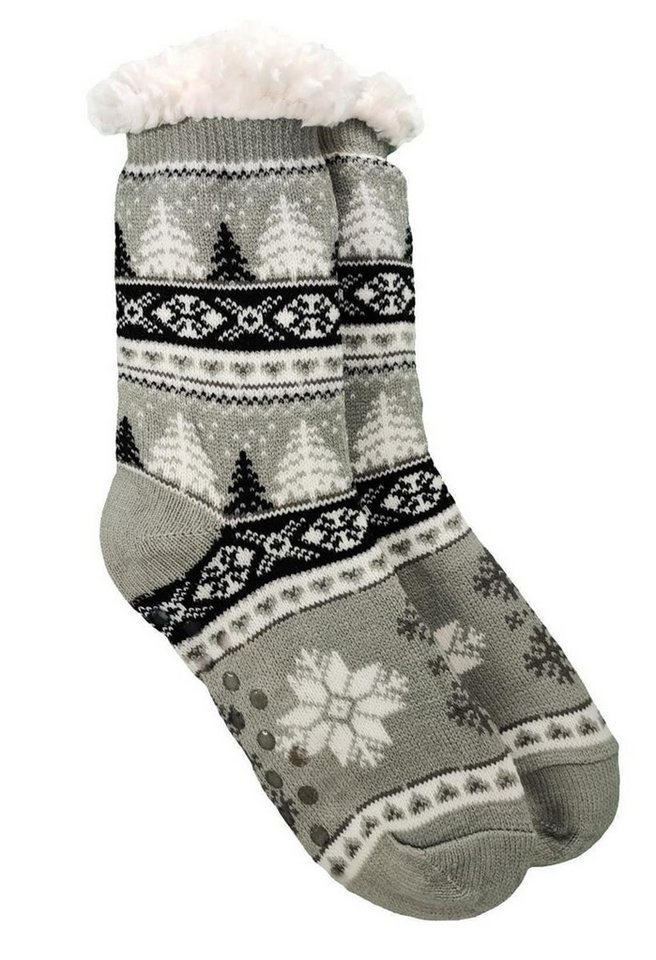 EloModa Kuschelsocken Hüttensocken Kuschelsocken Anti Rutsch Socke, Winter Hausschuhe Socken (1-Paar) von EloModa
