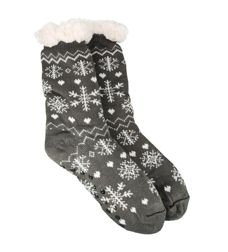 EloModa Kuschelsocken Hüttensocken Kuschelsocken Anti Rutsch Socke, Winter Hausschuhe Socken (1-Paar) von EloModa