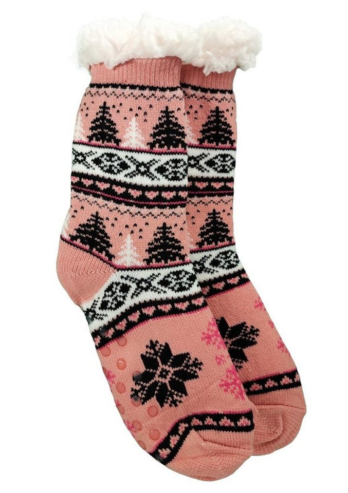 EloModa Kuschelsocken Hüttensocken Kuschelsocken Anti Rutsch Socke, Winter Hausschuhe Socken (1-Paar) von EloModa