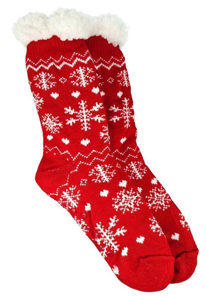 EloModa Kuschelsocken Hüttensocken Kuschelsocken Anti Rutsch Socke, Winter Hausschuhe Socken (1-Paar) von EloModa