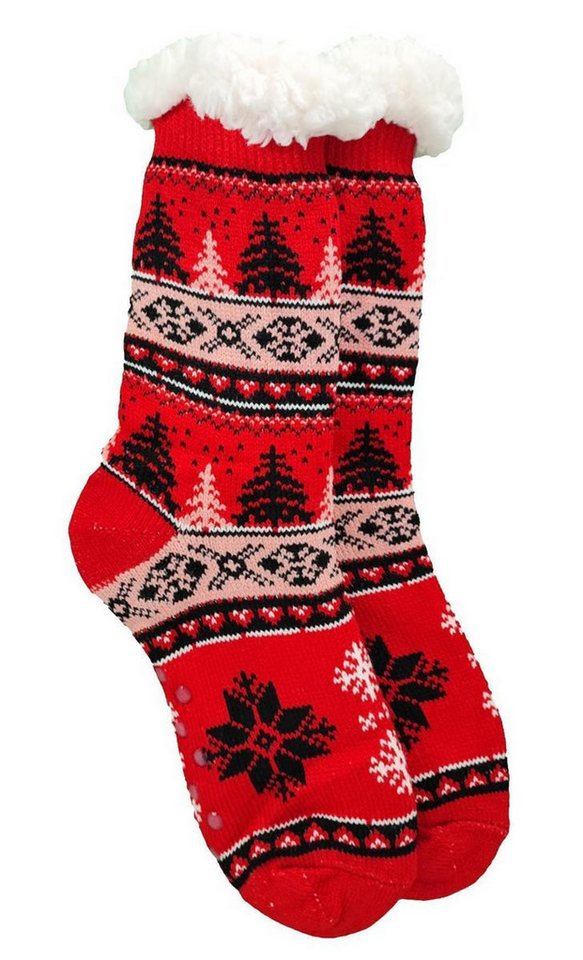 EloModa Kuschelsocken Hüttensocken Kuschelsocken Anti Rutsch Socke, Winter Hausschuhe Socken (1-Paar) von EloModa